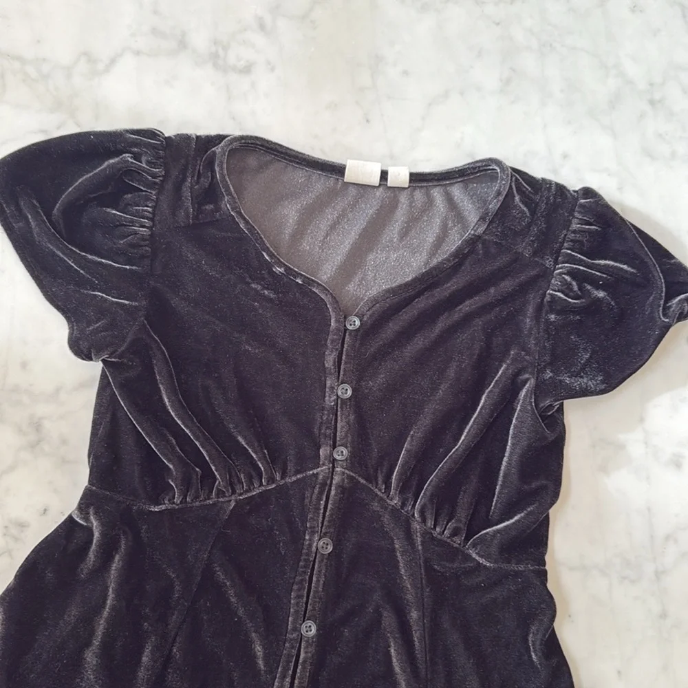 GAP Girls Velvet Dress Size 10 Gray Flutter Sleeve Holiday Party Dress